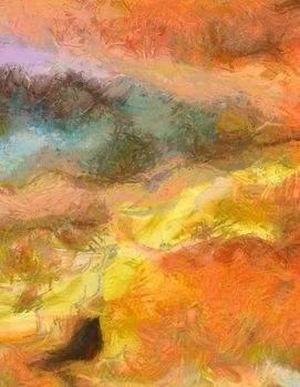 Colorful Hot Abstract Painting. 3D rendering