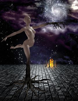 Tree Nymph in dream like landscape