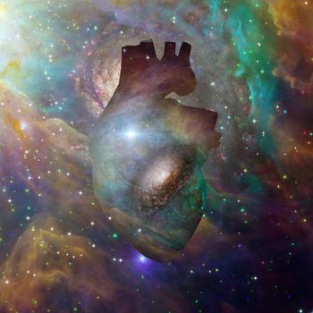Interstellar Heart. Vivid galaxy in Universe