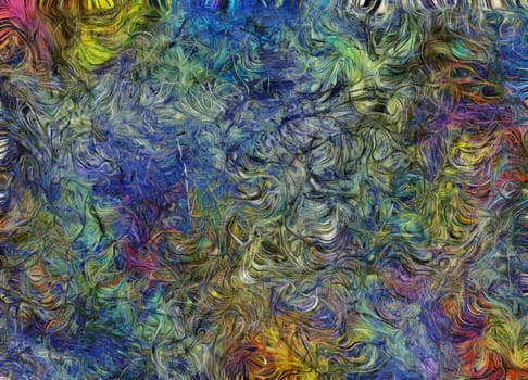 Fluid lines of color movement. 3D rendering
