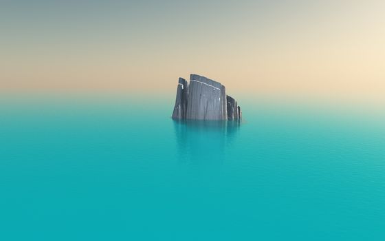 Digital art. Iceberg in quiet water