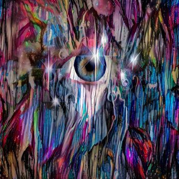 Vivid abstract painting. Eye in colorful space
