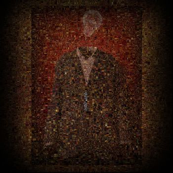 Eureka. Suit and light bulb. Words
