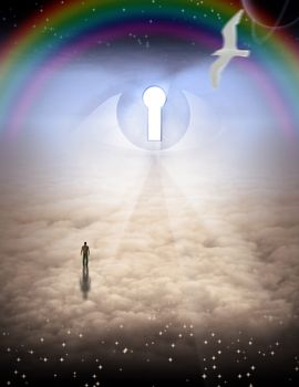 Man confronts his fate. Spiritual composition
