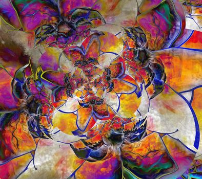 Abstract flower. Vivid colors. 3D rendering
