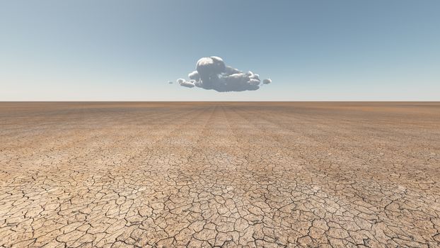 Dry cracked Earth with single cloud