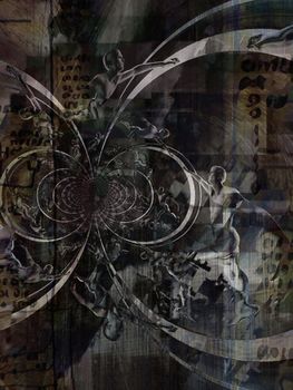Abstract with action man. Grunge style