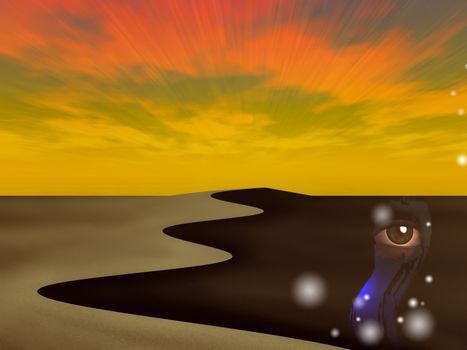 Surreal art. The desert of dreams