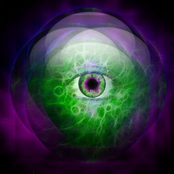 Crystal ball with all seeing eye