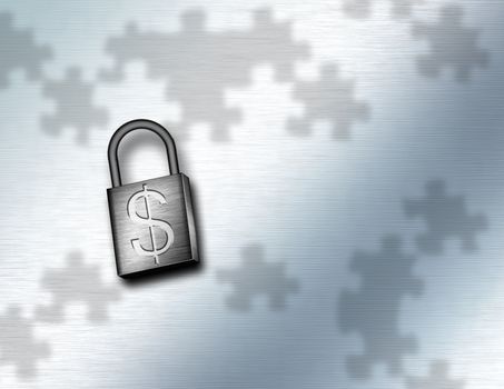 Business Security. Padlock and puzzle pieces