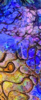 Colorful Abstract Swirling Lines Painting. 3D rendering