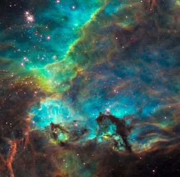 Hubble view. Vivid nebulae in space