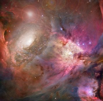 Colorful nebula. Bright stars in endless space