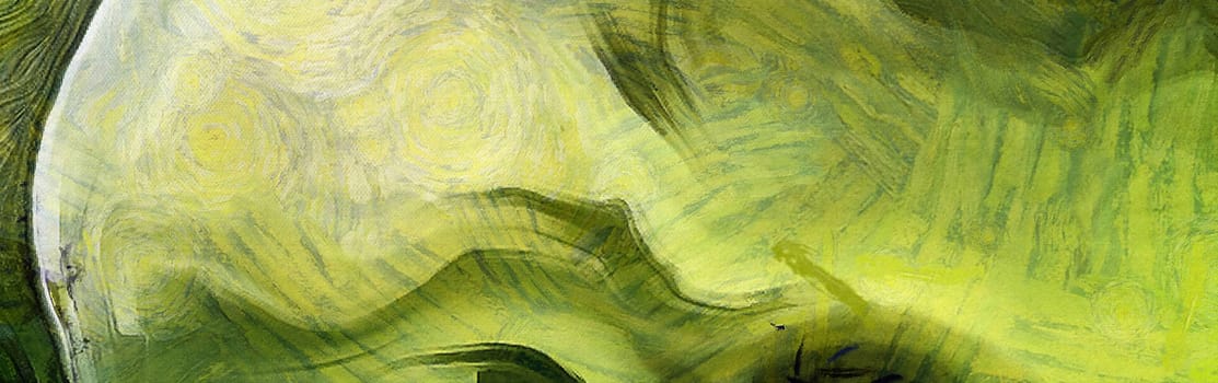 Abstract painting mostly in shades of green