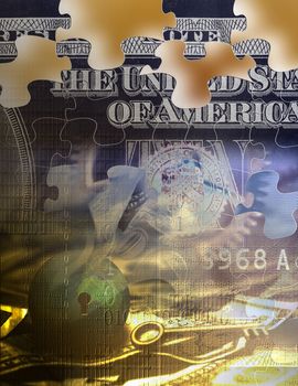 Business concept art. US dollars and binary code