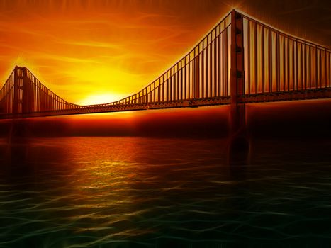 Golden Gate Bridge Painterly Illustration