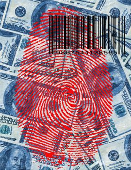 Finger print and barcode on USD