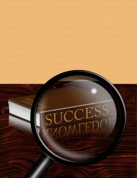 Success book and magnifying glass
