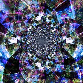 Abstract fractal. Modern digital painting with geometric elements. Vivid colors