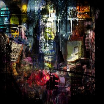 Modern digital art. In the Heart of the City. Mixed media