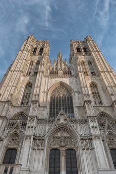 BRUSSELS, BELGIUM-NOVEMBER 23, 2014: The Cathedral of St. Michael and St. Gudula, 1000 year old cathedral in the Capital city