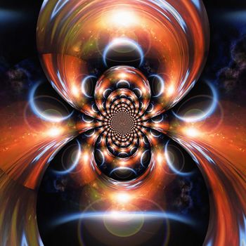 Eclipse fractal in vivid space. Digital modern abstract