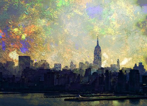 NYC landscape. Modern digital art