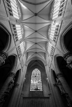 BRUSSELS, BELGIUM-NOVEMBER 23, 2014: The Cathedral of St. Michael and St. Gudula, 1000 year old cathedral in the Capital city