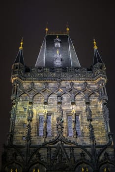 Part of some dark castle at night