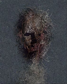 Ghost face. Mask made of cubes and lines. 3D rendering