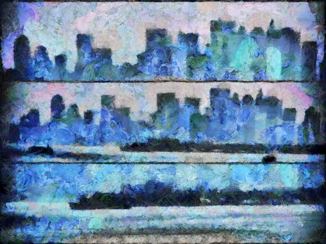 Modern painting. Abstract City Panorama