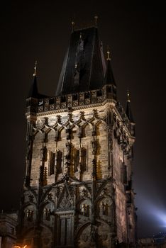 Part of some dark castle at night