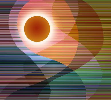 Orange sunrise. Digital abstract art