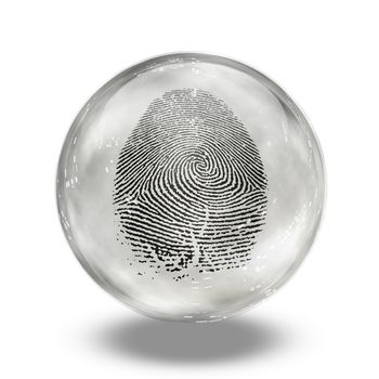 Fingerprint contained in glass sphere