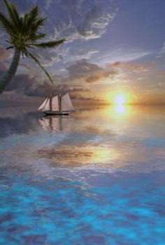 Sailboat and Tropical sunset