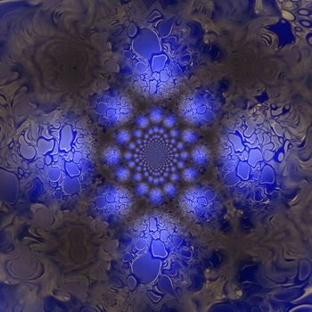Abstract fractal in blue colors. 3D rendering