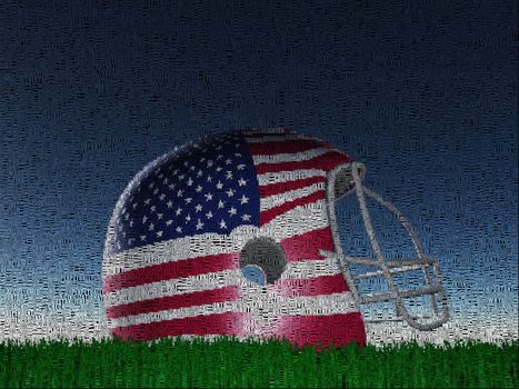 Football Helmet in US flag colors. 3D rendering