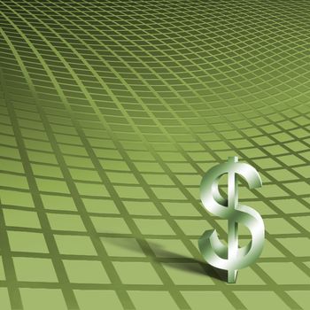 Dollar sign on mesh background. 3D rendering