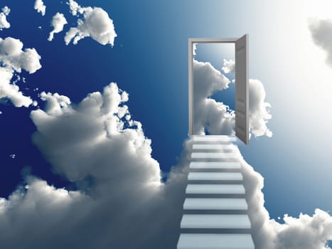 Doorway in the Sky. 3D rendering
