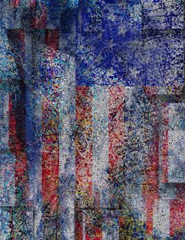 Modern art. US flag. Image composed of Words. 3D rendering