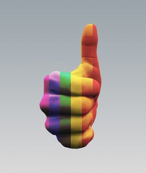 Rainbow Thumbs Up. 3D rendering