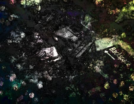Cash Painting Abstract Background and Backspace Key. 3D rendering