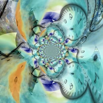 Time spirals fractal. 3D rendering