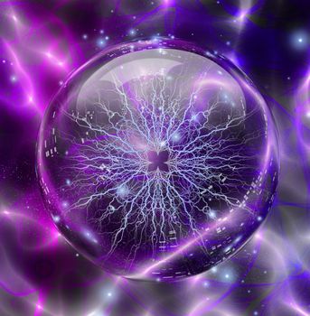 Energy ball. Crystal sphere. 3D rendering