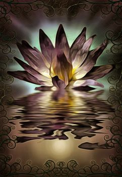 Lotus flower. Digital painting. 3D rendering
