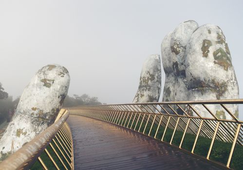 golden hand bridge in da nang, vietnam