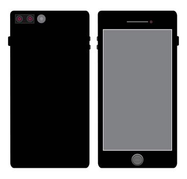 Vector illustration of black modern realistic new version smartphone with empty white screen