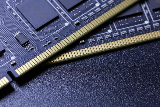 black pc memory universal dark cloesup background with selective focus.