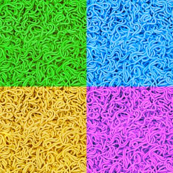 uncooked instant noodles seamless texture set in different colors.