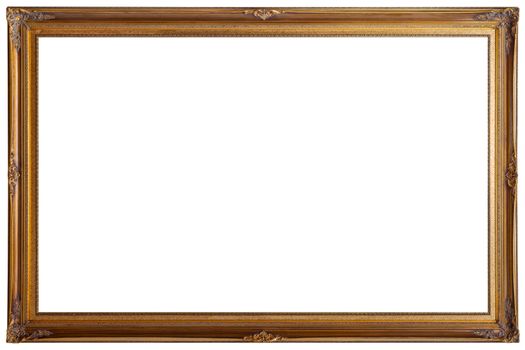 vintage wooden painting frame mockup isolated on white background.